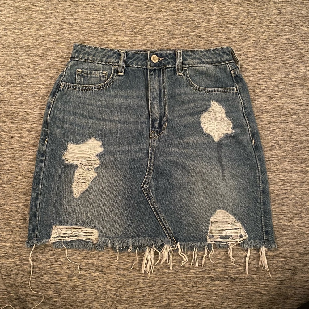 Hollister Ripped High-Rise Jean Skirt